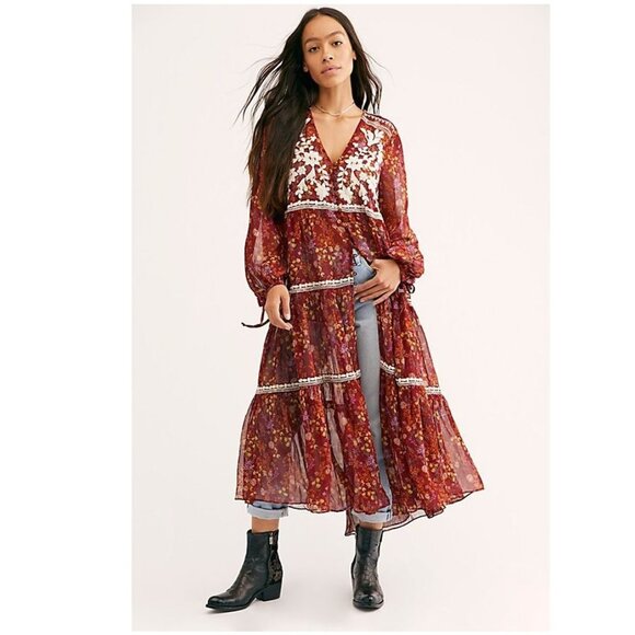 🎁 Free People Call On Me Embroidered Maxi Top - Picture 1 of 10